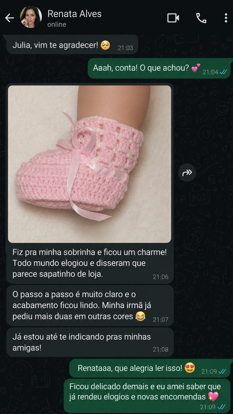 Feedback recebido por WhatsApp sobre o passo a passo
